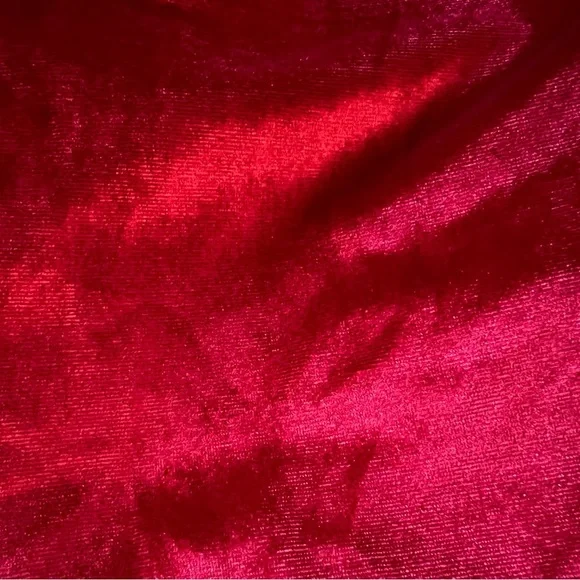 Christmas Red Velvet Asymmetrical Long Sleeve Top - Picture 2 of 5